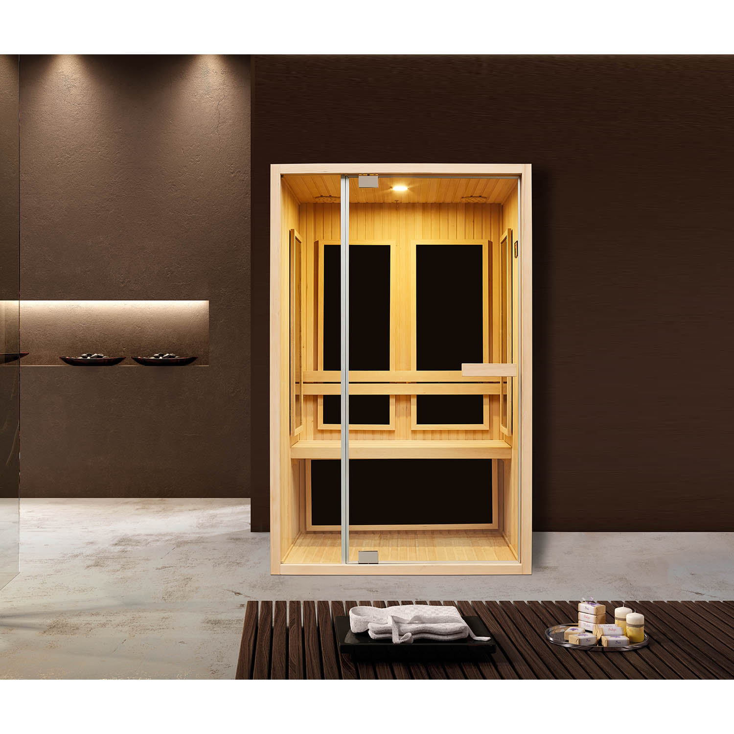 Инфракрасная сауна Mexda WS-1807 красный кедр 1200*1000*1900 (рис.1)